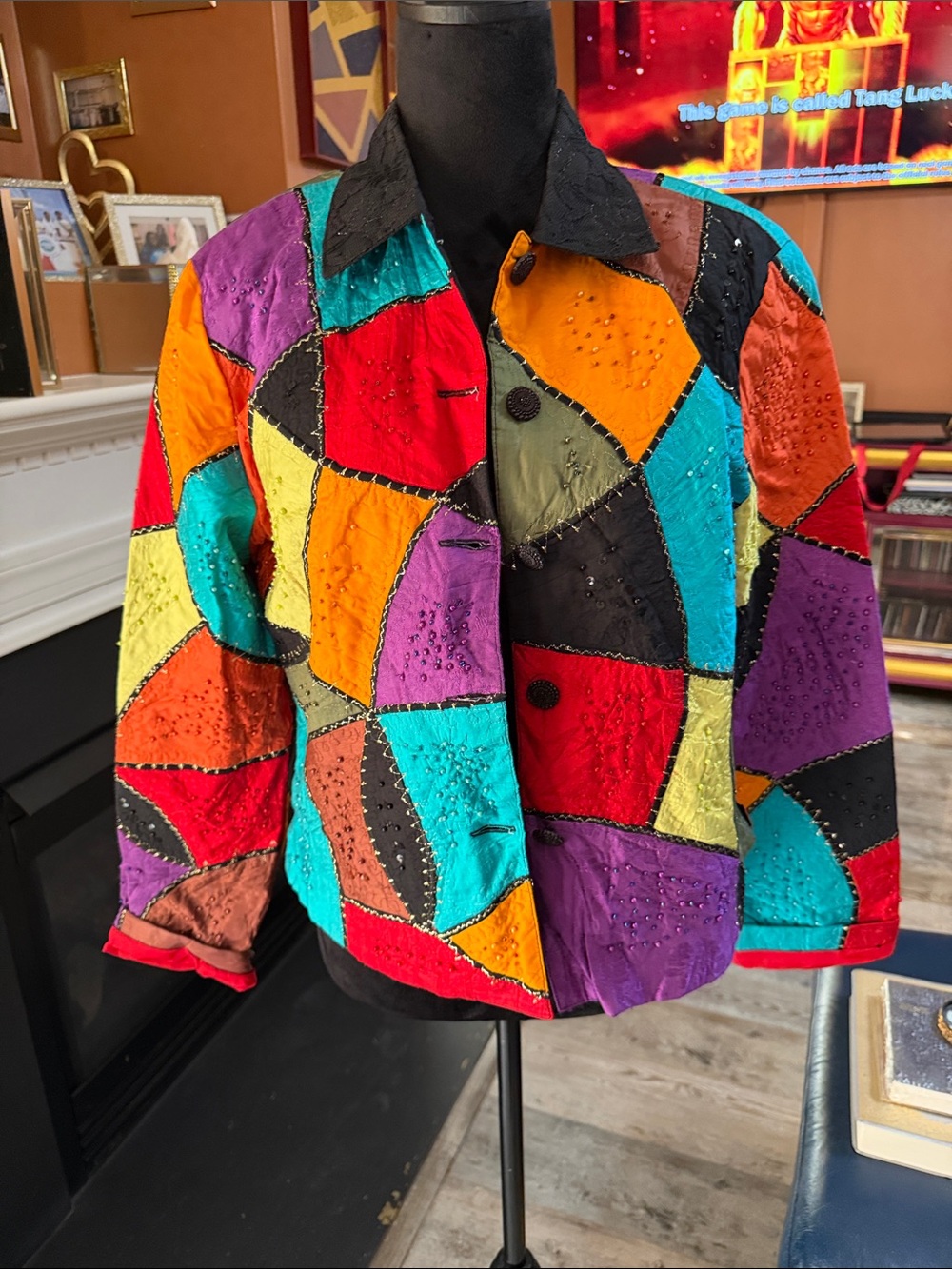 Vintage Anage Colorful Patchwork Women's Jacket - Multicolor